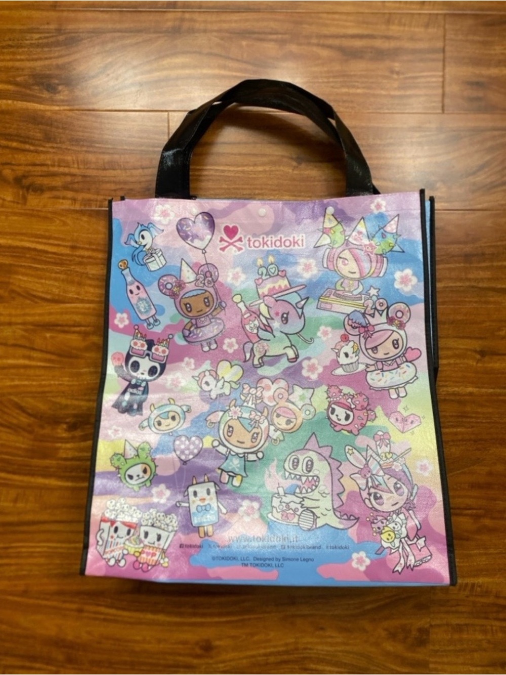 Tokidoki Blue 20th Anniversary Large Reusable Plastic Tote + Backpack Strap